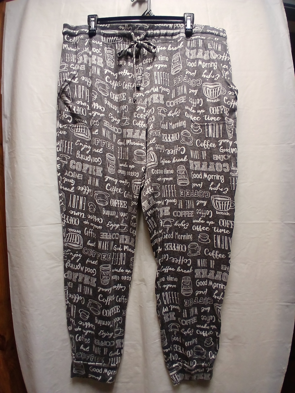 Secret Treasures Women's Gray LoungePants with White Coffee Print